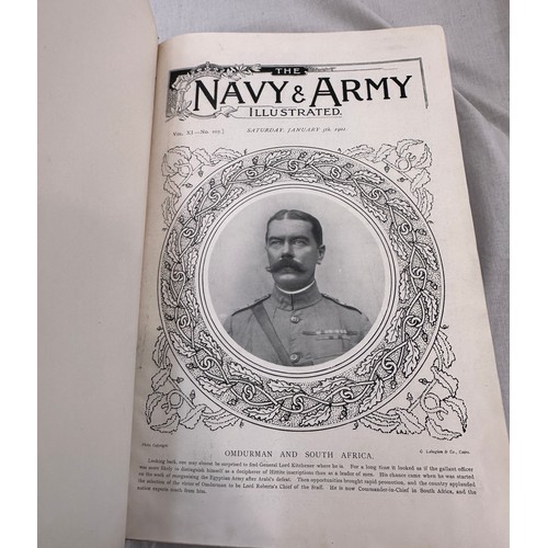 91 - 1901 volume 1 and 2 Navy and army illustrated books and a selection of stamps includes penny black, ... 