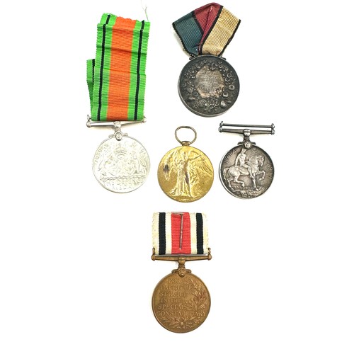 504 - Selection of WW1 and WW2 medals, named PTE. V.R. Vero. R.War.R and a silver silver successful medal