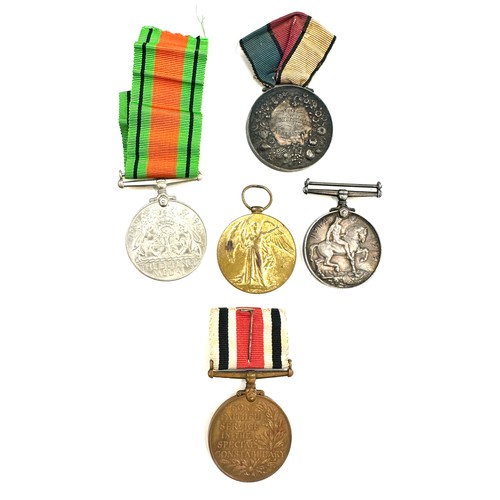 504 - Selection of WW1 and WW2 medals, named PTE. V.R. Vero. R.War.R and a silver silver successful medal