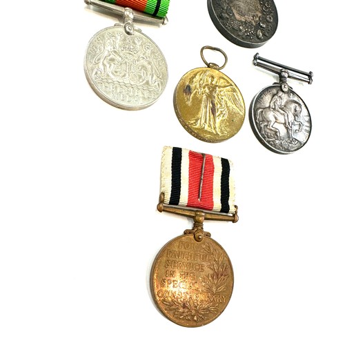 504 - Selection of WW1 and WW2 medals, named PTE. V.R. Vero. R.War.R and a silver silver successful medal