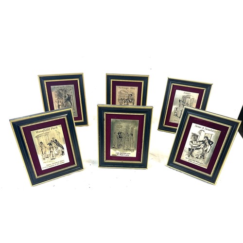 451 - Set of 6 framed silver plaques each frame measures approximately 6.5 inches long 5 inches wide