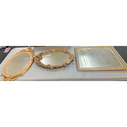 18 - 3 framed mirrors includes gilt, chalk etc largest measures Height 32 inches