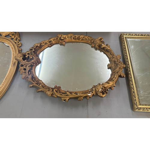 18 - 3 framed mirrors includes gilt, chalk etc largest measures Height 32 inches