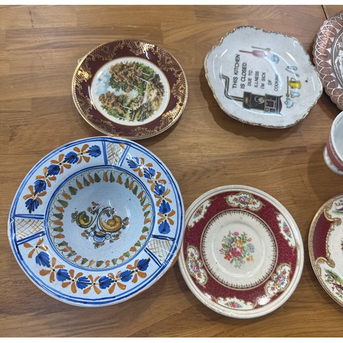 68 - Selection of collectors plates includes brass Egyptian plate etc