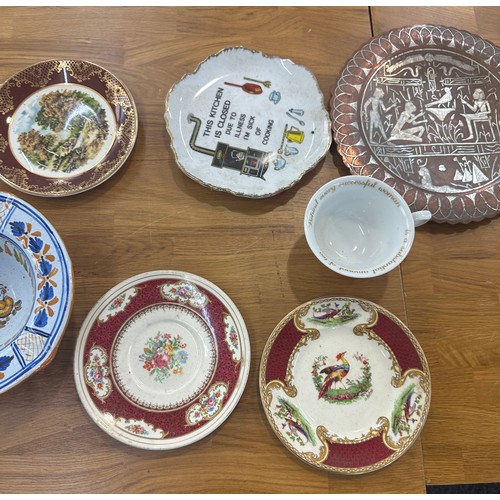 68 - Selection of collectors plates includes brass Egyptian plate etc