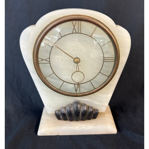 24 - Art deco onyx mantel clock, untested