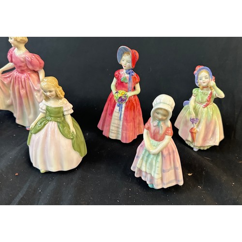 40 - 6 Royal Doulton lady figures includes Diana, Tootless, Babie, Penny, Rose and Sweeting