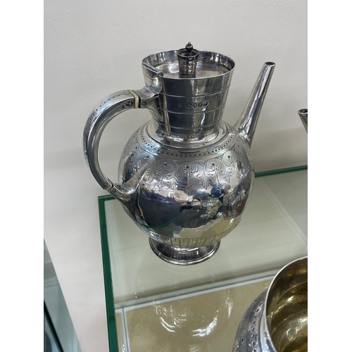 487 - Antique silver Martin, Hall & Co (Richard Martin & Ebenezer Hall) tea service, hallmarked, date lett... 