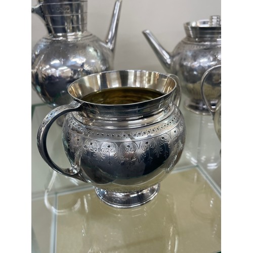 487 - Antique silver Martin, Hall & Co (Richard Martin & Ebenezer Hall) tea service, hallmarked, date lett... 