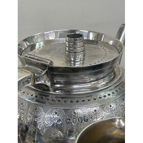 487 - Antique silver Martin, Hall & Co (Richard Martin & Ebenezer Hall) tea service, hallmarked, date lett... 