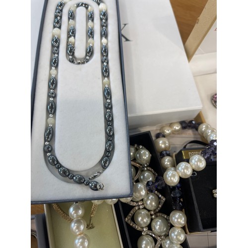 449 - Large selection of assorted costume jewellery includes 2 silver pieces, necklaces, earrings, mostly ... 