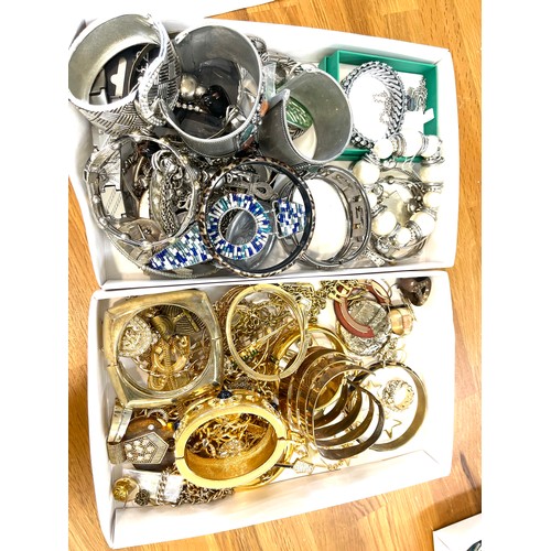 485A - 2 Trays of silver and gold toned jewellery