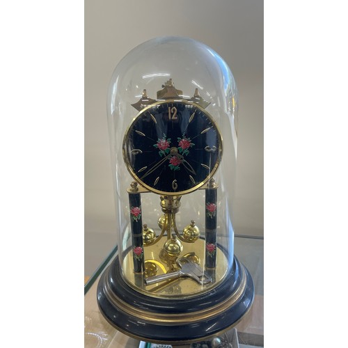 572 - Glass domed clock, 13 inches tall, untested