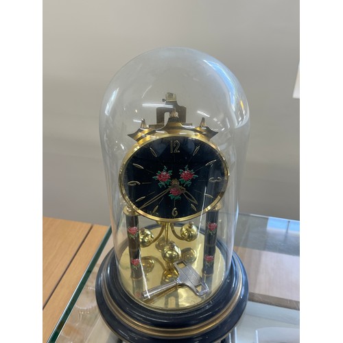 572 - Glass domed clock, 13 inches tall, untested