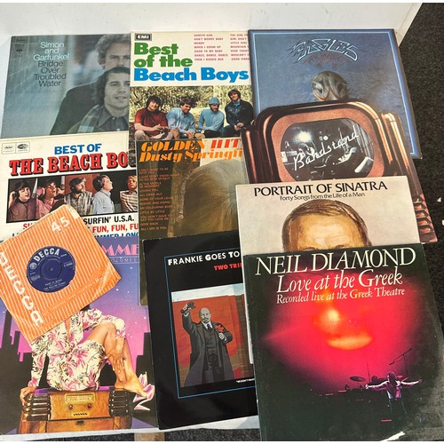 91 - Selection of assorted records includes family, neil diamond, golden hits, beach boys, paint it black... 