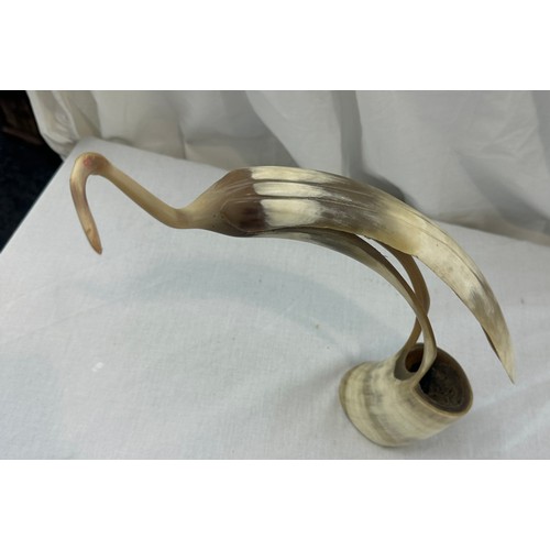 70 - Carved horn figure of a pelican, approximate height 13.5 inches