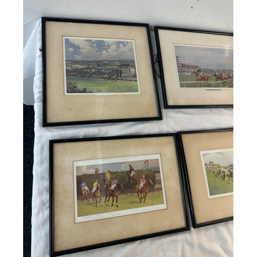 59 - 4 Framed signed jockey prints includes Barbara Sheafner etc frame measurement 13 x 13 inches