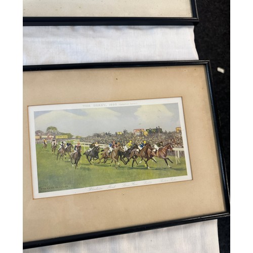 59 - 4 Framed signed jockey prints includes Barbara Sheafner etc frame measurement 13 x 13 inches