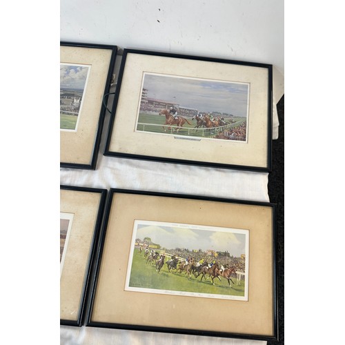 59 - 4 Framed signed jockey prints includes Barbara Sheafner etc frame measurement 13 x 13 inches