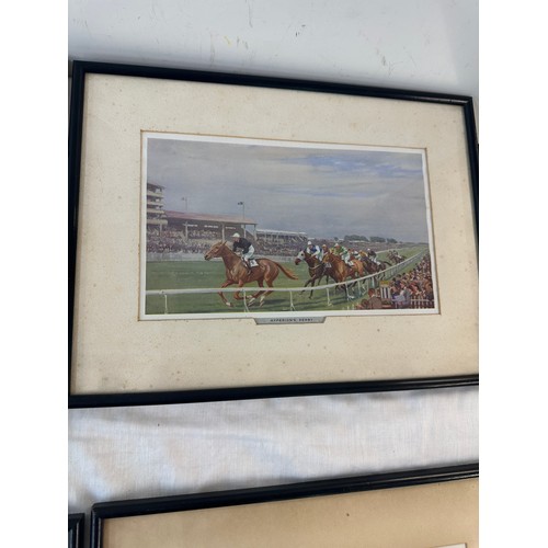 59 - 4 Framed signed jockey prints includes Barbara Sheafner etc frame measurement 13 x 13 inches