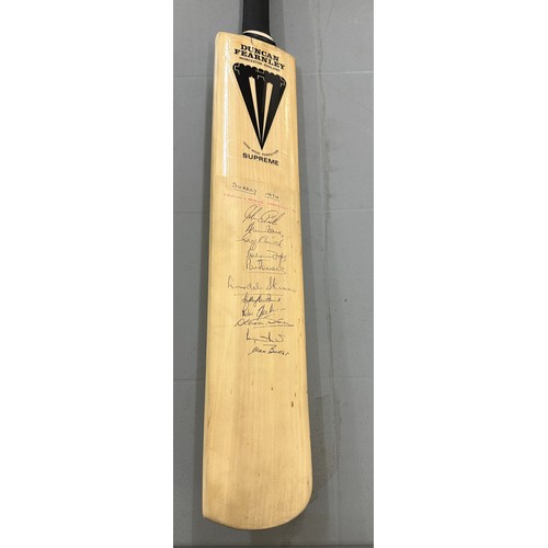 143 - Signed cricket Duncan fearnley bat, 1974