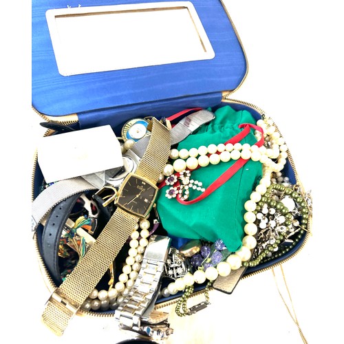 107 - Large selection of assorted vintage and later costume jewellery includes beads, watches etc