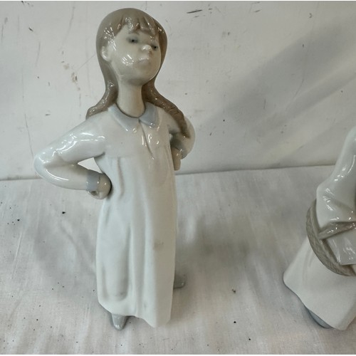 58 - Selection of 4 Lladro figures includes girl with basket, angle etc