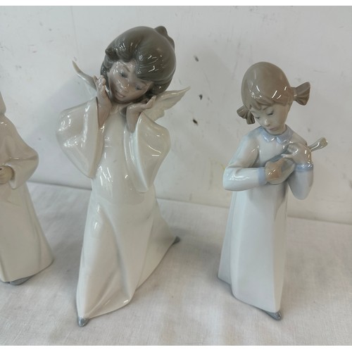 58 - Selection of 4 Lladro figures includes girl with basket, angle etc