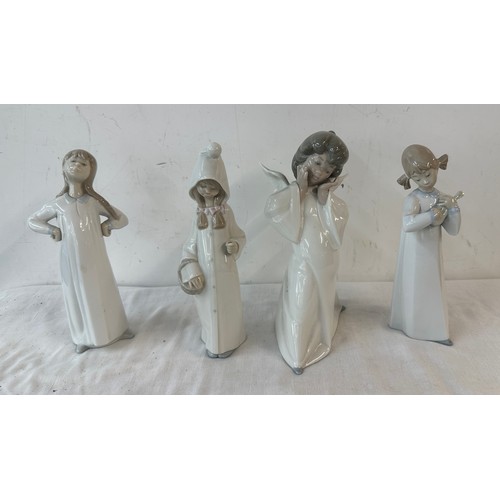 58 - Selection of 4 Lladro figures includes girl with basket, angle etc