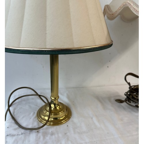 281 - 2 Vintage brass base lamps, untested