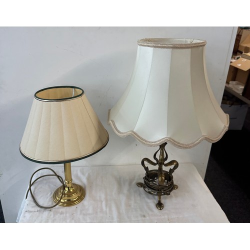 281 - 2 Vintage brass base lamps, untested
