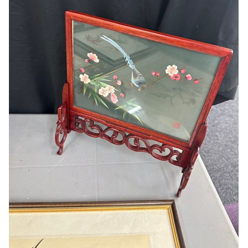 137 - Selection of vintage framed chinese silks etc