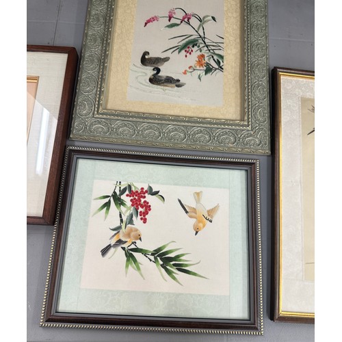 137 - Selection of vintage framed chinese silks etc