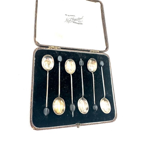 498 - Set of 6 cased silver coffee spoons