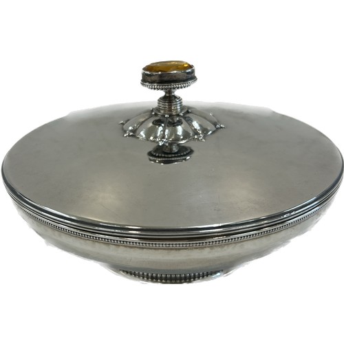 445 - Arts and Crafts silver lidded bowl by Charles Boyton hallmarks London 1937, inside lid fitted with m... 