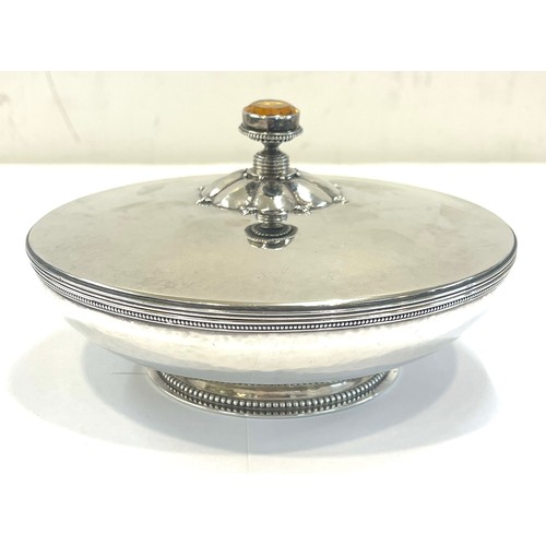 445 - Arts and Crafts silver lidded bowl by Charles Boyton hallmarks London 1937, inside lid fitted with m... 