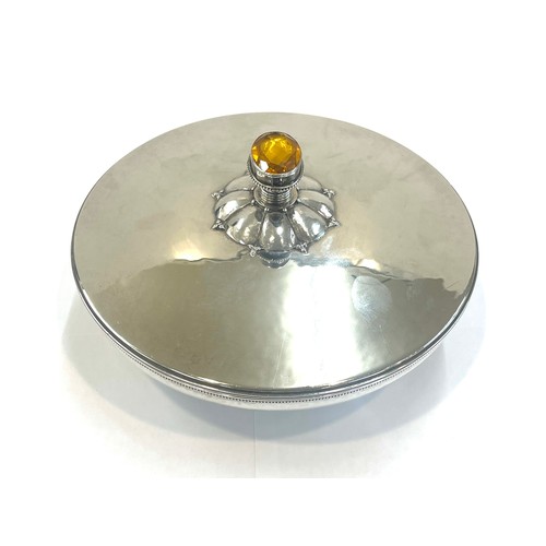 445 - Arts and Crafts silver lidded bowl by Charles Boyton hallmarks London 1937, inside lid fitted with m... 