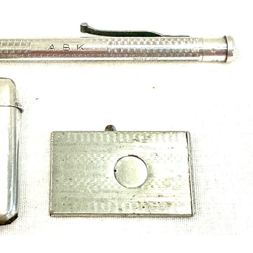 473 - Vintage hallmarked sterling silver vesta case, propelling pencil and cigar cutter