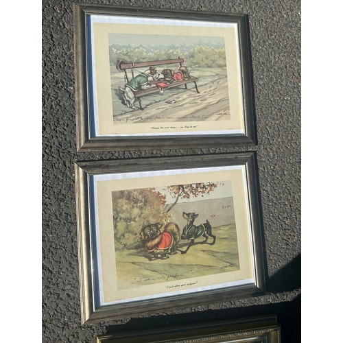 73 - Three framed vintage signed prints depicting dogs largest measures approx 19 inches tall 15 inches w... 