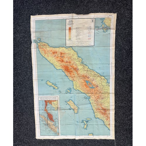 525 - WW2 Pilot pow escapee silk map Thailand Malaya measures approx 25 inches wide by 37 inches tall