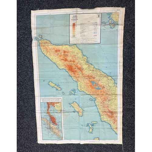 525 - WW2 Pilot pow escapee silk map Thailand Malaya measures approx 25 inches wide by 37 inches tall