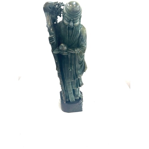 273 - Oriental old man soap stone sculpture on plinth measures approx 19 inches tall