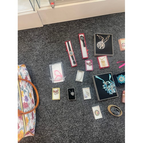 254 - Large selection of costume jewellery, includes watches, hand made etc