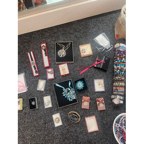 254 - Large selection of costume jewellery, includes watches, hand made etc