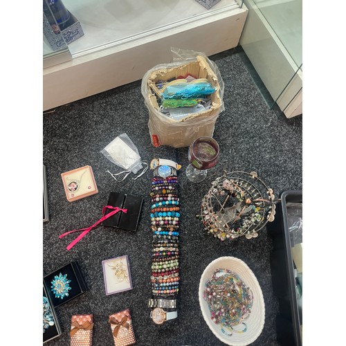 254 - Large selection of costume jewellery, includes watches, hand made etc