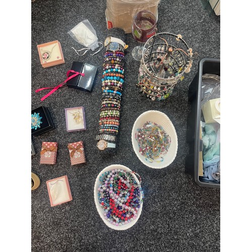 254 - Large selection of costume jewellery, includes watches, hand made etc