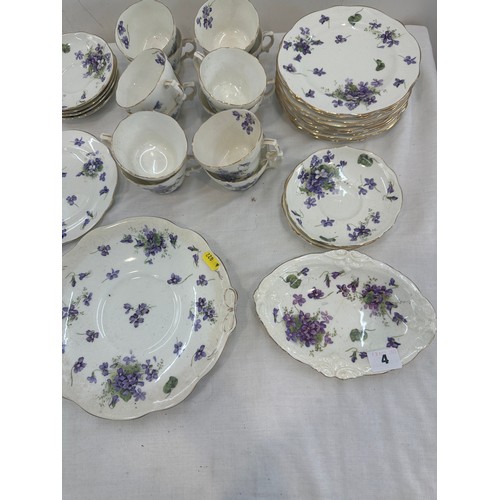 241 - Vintage Hammersley bone china part tea service pattern Violets