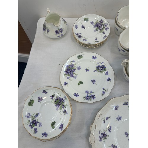 241 - Vintage Hammersley bone china part tea service pattern Violets