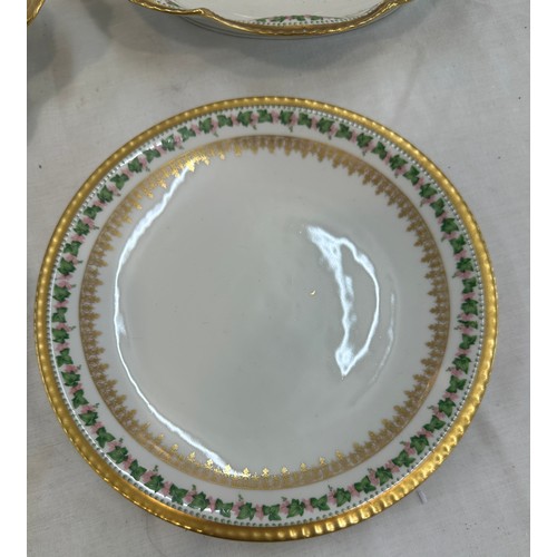 57 - Antique Limoges porcelain gilded cabinet plates and dishes