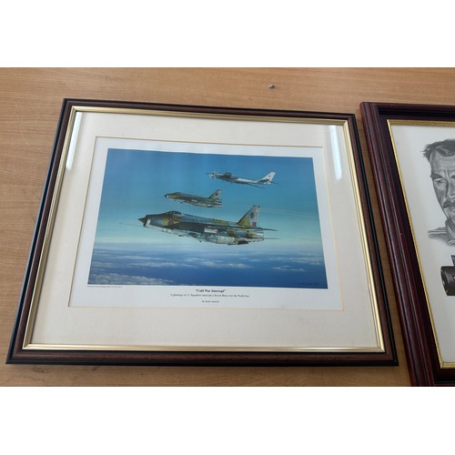 93 - Two framed prints one ' Tribute to Nigel Mansell by Stuart Mclntyre' and a ' Cold war intercept by K... 